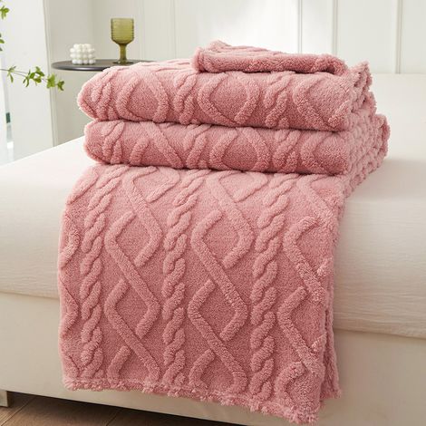 Couverture polaire couverture douillette pour lit, couverture en flanelle chaude pour canapé, pour toutes les saisons (Rose, 150 x 200 cm) (1/4)