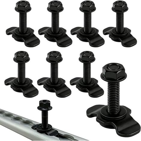 Lot de 8 raccords à vis M8 x 40 mm pour rail d'arrimage : raccord à vis M8 pour rail d'arrimage, raccord pour caravanes, camionnettes et remorques (noir) (1/5)