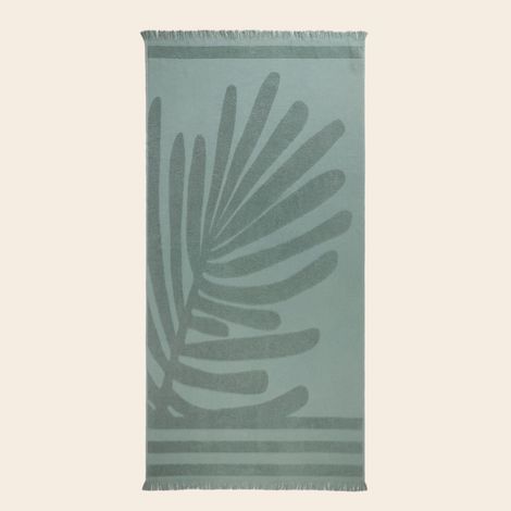 Fouta de plage en Motif feuillage en éponge TROPI