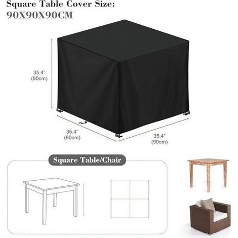 Housse de protection pour table de jardin 90x90x90cm – Tissu Oxford 420D imperméable – Anti-UV et coupe-vent – Sac de rangement inclus (1/4)