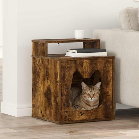 vidaXL Maison pour chat Chêne fumé 42,5 x 40 x 53,5 cm