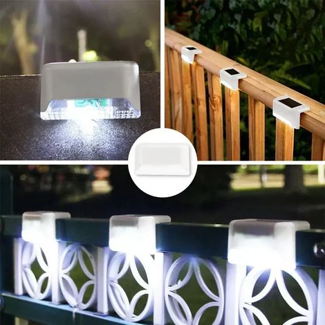 (Lot de 12 - Coque blanche) Lampes solaires de terrasse (lot de 32) - Éclairage extérieur étanche à LED, compatible avec rampes, escaliers, clôtures, jardins, patios et allées. (1/5)