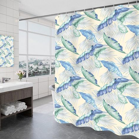 Rideau de douche 180 x 200 cm avec 12 crochets, séchage rapide (en drap), tissu polyester imperméable lavable en machine, rideaux de salle de bain (1/5)