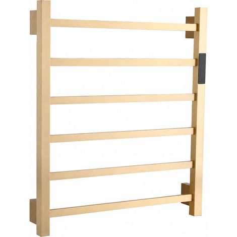 Sèche-Serviettes Électrique 01 tubes carrés or brossé, poids brut 3,3 kg, produit 58 × 50 × 7 cm, emballage 63 × 53 × 10 cm – Livraison gratuite