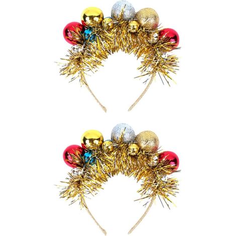 Set di 2 fasce per capelli natalizie con palline per bambini e bambine. (1/5)