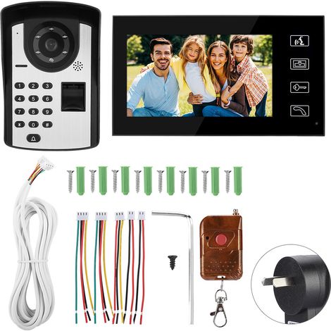 Sonnette Visuelle 7 Pouces LCD Interphone Numérique Empreinte Digitale Mot de Passe Déverrouillage à Distance Sonnette (Prise AU) (1/5)
