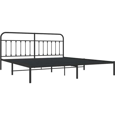 vidaXL Cadre de lit métal sans matelas avec tête de lit noir 193x203cm (1/5)