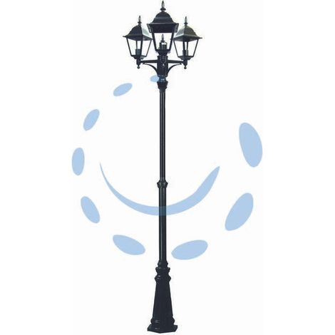 LAMPIONE 3 LUCI SU PALO MODELLO NEW YORK NERO