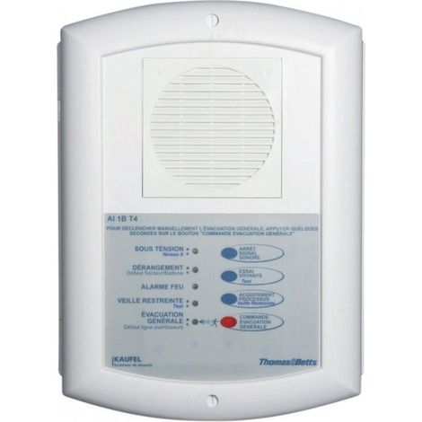Kaufel – Alarme incendie 230V – Surveillance des lignes de déclencheurs manuels – Autonomie 12h + 5min – Niveau sonore 90dB à 2m