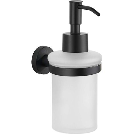 kielle Oudee - Dispenser di sapone liquido con supporto, vetro opaco/nero opaco 40102034 (1/4)