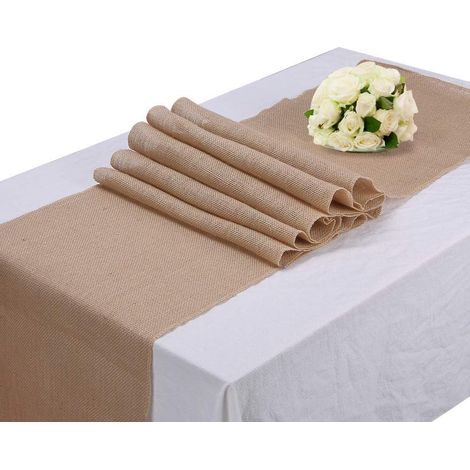 Chemin de table en jute 30 x 275 cm pour décoration de mariage et de réception (1/4)