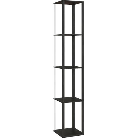 RGB LED Floor Lamp with Shelves, Modern Dimmable Standing Lamp with Remote Control, Adjustable Brightness & Speed for Living Room, Bedroom, Office, Black (1/5)