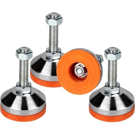 Niveleurs de Pieds Robustes, Pieds de nivellement 2,36 "Dia Base,Pieds réglables niveleurs M12 Thread, capacité de 1300 LB,capacité pour établi, Machine, Armoire (Orange, D60xM12x50) (1/5)