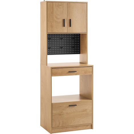 SoBuy FSB98-N Küchenbuffet, Aufbewahrungsstück, Küchenschrank mit mehreren Ablagen, Esszimmerbuffet mit 2 Türen, 2 Schubläden, 1 Fach und 1 gelochtes Panel, 60 x 40 x 170 cm