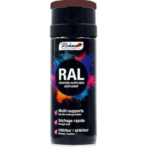 Aérosol peinture acrylique RICHARD tous supports RAL Marron 400 ml Couleur RAL: RAL 8011 BRUN NOISETTE