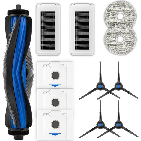 (12 Pièces) N30 Omni Remplacement Compatibles avec ECOVACS DEEBOT N30 OMNI / N30 Pro Omni, kit d'accessoires, 1 Pinceau à Rouleaux, 4 Pinceaux latéraux, 3 Sacs à Poussière, 2 Filtres, 2 Tampons mop (1/5)