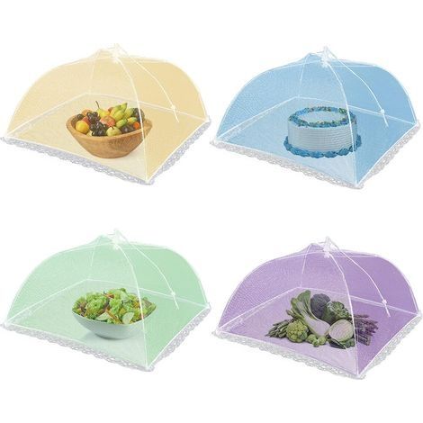 Cloche Alimentaire Pliable 43X43cm, Couverture en maille, Couvercle Anti-mouche, Anti-moustiques, Anti-insectes, Tente Parapluie pour Protection de Nourriture à la Cuisine, Salle à manger, Pique-Nique (1/2)
