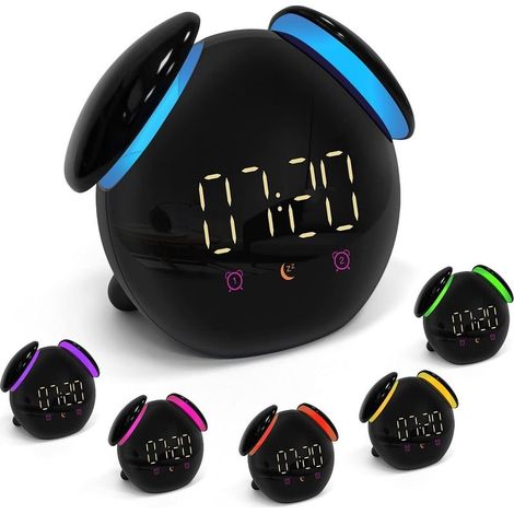 Reveil Lumineux, Reveil enfant, Reveil Numérique avec Fonction Snooze, 2 Alarmes, 7 Couleurs Lampes de Réveil, LED Veilleuse Minutée, Cadeaux pour Garçons et Filles (1/5)