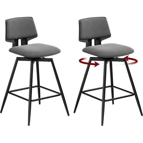 WOLTU Set di 2 Sgabelli da Bar Sgabelli Cucina Sedia da Bar con Schienale e Poggiapiedi, in Velluto di Latte Sgabelli Alti per Cucina Bancone, Grigio Scuro
