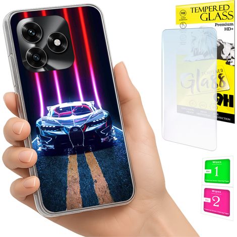 Custodia per Honor X5C Plus / X5C 4G, cover posteriore con vetro temperato 9H. (1/5)