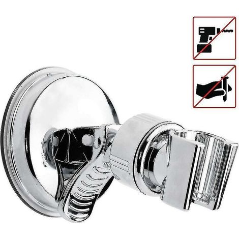 Base porta-doccia con potente ventosa per bagno, montaggio a parete fisso (argento) (1/3)