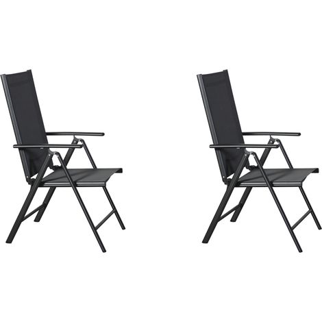 Kelly 2 x chaise de jardin, dossier réglable, 7 positions, noir/gris. (1/2)