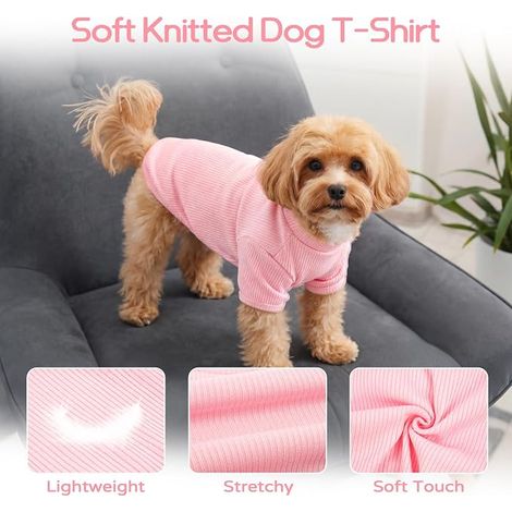 Petit Pull pour Chien en Tissu Élastique Respirant, T-Shirt en Maille Légère pour Cocker et Border, Vêtement Demi-Saison Anti-Froid pour Intérieur, Fleurs Roses XL (1/4)