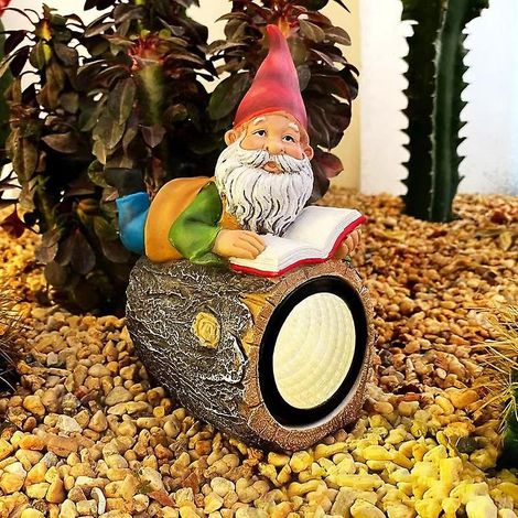 lampe Solaire Statue Naine En Resine Lumieres Decoratives De Jardin Figurine Gnom Decoration D'exterieur Ideal Pour Un Jardin Style De Bouilloire