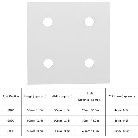 Plaque de raccordement à quatre trous, profilé en aluminium, plaque de raccordement plate, plaque de raccordement verticale 8080-4 trous (1/5)