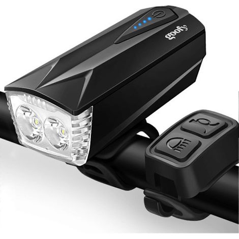 Éclairage vélo avec klaxon, lampe frontale LED rechargeable USB pour vélo de nuit (1/5)