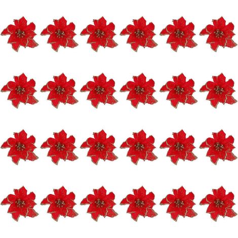 24 ornements floraux décoratifs en tissu pour mariage (rouge)-11CM-Red (1/2)