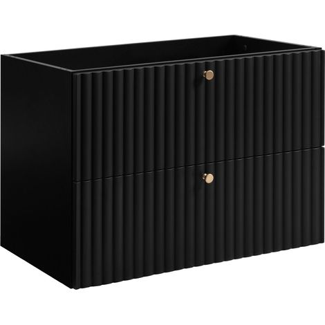 Meuble de salle de bain suspendu avec niche pour vasque 80 noir, poignées en trois couleurs, 80 x 46 x 57 cm (1/5)