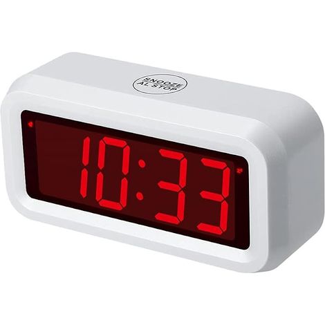 Reloj despertador digital, funciona con pilas, tiene 3 niveles de brillo ajustables, formato de hora de 12/24 horas, función de siesta y una gran pantalla LED de 1,2 pulgadas junto al reloj. (1/5)