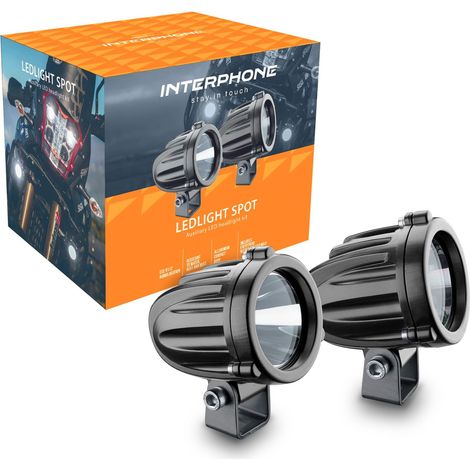 Paire de feux additionnels moto avant – Phare LED homologué ECE R112 – Kit de 2 phares de moto avec une puissance de 10W – Flux lumineux de 990 lumens – Motif de faisceau SPOT (1/5)