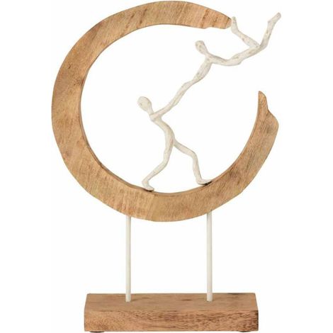 Statue Déco en Bois "Couple" 46cm Naturel