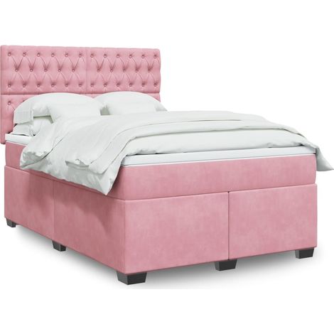Boxspringbett mit Matratze Rosa 160x200 cm Samt vidaXL (1/5)