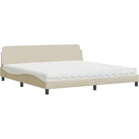 Maison Exclusive - Bett mit Matratze "Dover" Creme 200x200 cm Sto (1/5)