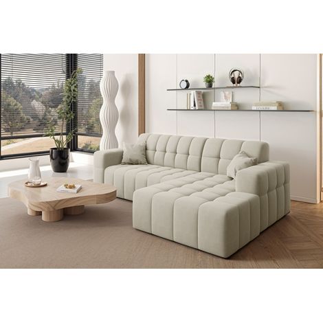 Ecksofa L-förmiges Nimes-Eckmöbel links/rechts Ecru Rechts (1/5)
