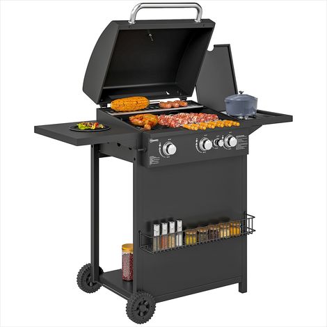 Barbecue à gaz acier 3 brûleurs latéral 9,5 kW avec table (1/5)