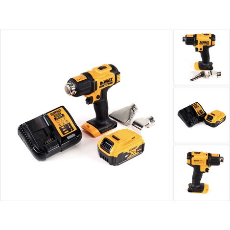 DeWalt DCE 530 P1 Akku Heißluftpistole 18V 530°C + 1x Akku 5,0Ah + 1x Lader + Flächen- und Reflektordüse