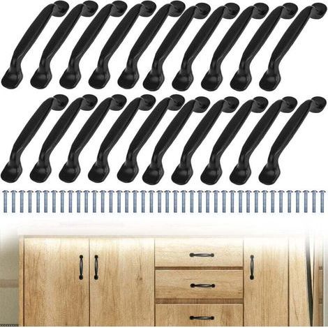 Poignée de Meuble Cuisine Noir Aluminium Entraxe 96mm pour Portes Armoires avec Vis Incluses (1/4)