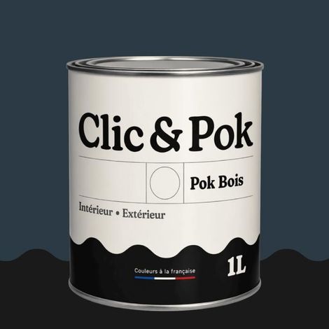 Peinture Bois Extérieur – POK BOIS - 1L - RAL 5008 - Bleu gris- Résistante aux intempéries - Ne s'écaille pas
