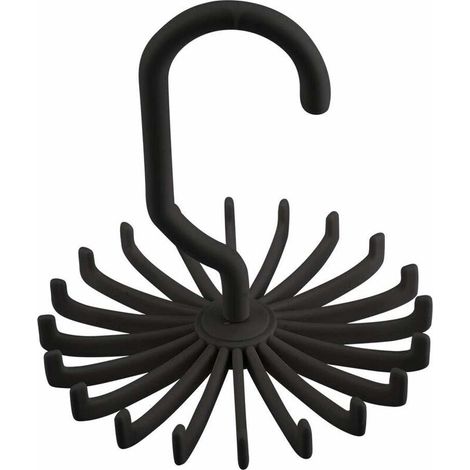 Porte-cravates rotatif à 360° avec ceinture et 20 crochets, idéal pour ranger vos cravates et foulards dans un placard. (1/5)