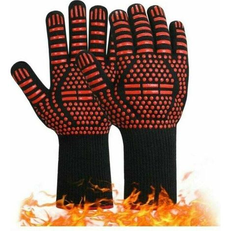 Grillhandschuhe, rutschfeste Silikon-Küchenhandschuhe, bis 800 °C hitzebeständig. Universelle Handschuhe für Grillöfen und Küchenherde (Gleichheitszeichen r).