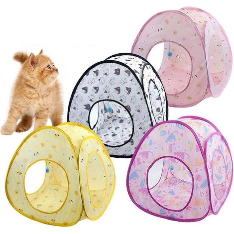 Lit-abri en forme de grotte pour chat d'intérieur, lit arc-en-ciel, maisonnette-tente d'été - Chaton noir et blanc (1/4)