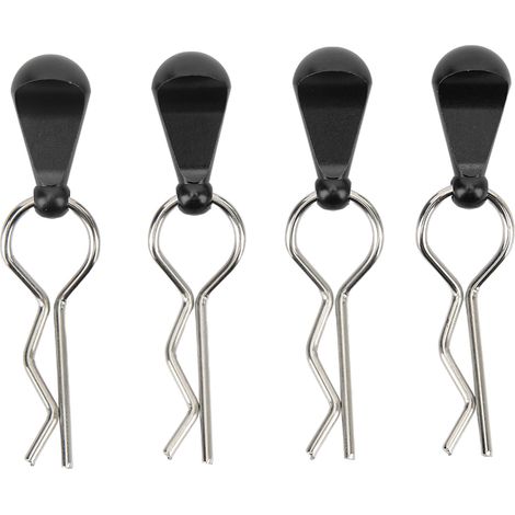 4 Pièces Attaches R pour Voiture Télécommandée 1/8 1/10, Clip de Carrosserie en Acier Inoxydable Universel Noir (1/5)