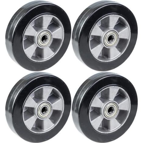 Wheel - ZHONGSHAN - 200mm - Black rubber - Aluminum - Set of 4
