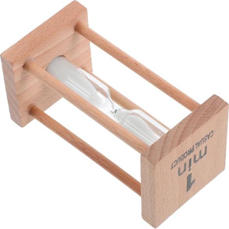 OUNONA Petit Sablier Minuteur Blanc en Bois et Verre (1/5)