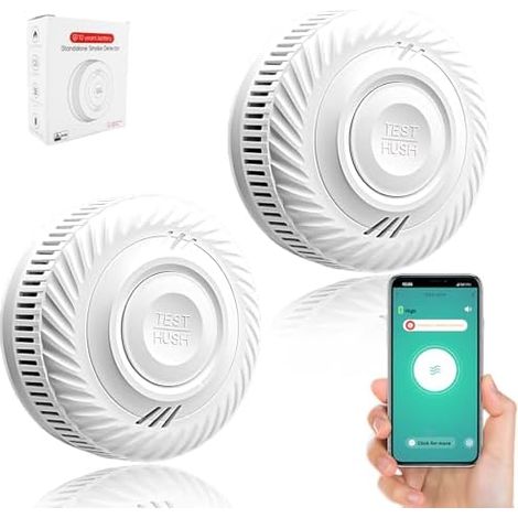 Détecteur de fumée Intelligent, Alarme Incendie, avec capteur photoélectrique avancé, Surveillance à Distance Via app Batterie 10 Ans durée Vie, 85 DB. 2PCS - WiFi 2 Pack