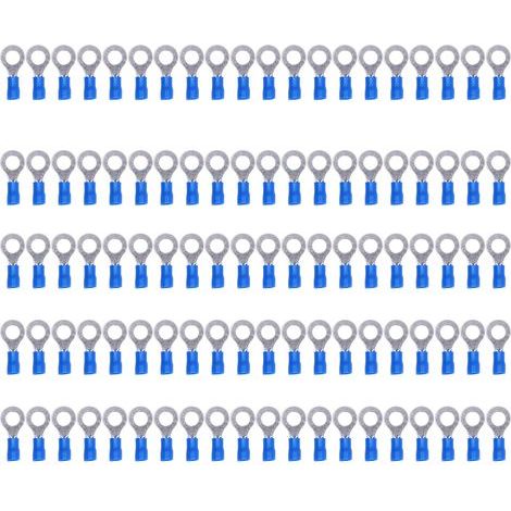 100 cosses annulaires pré-isolées en cuivre et PVC à sertir pour machines, calibre AWG 16-14 (1/5)